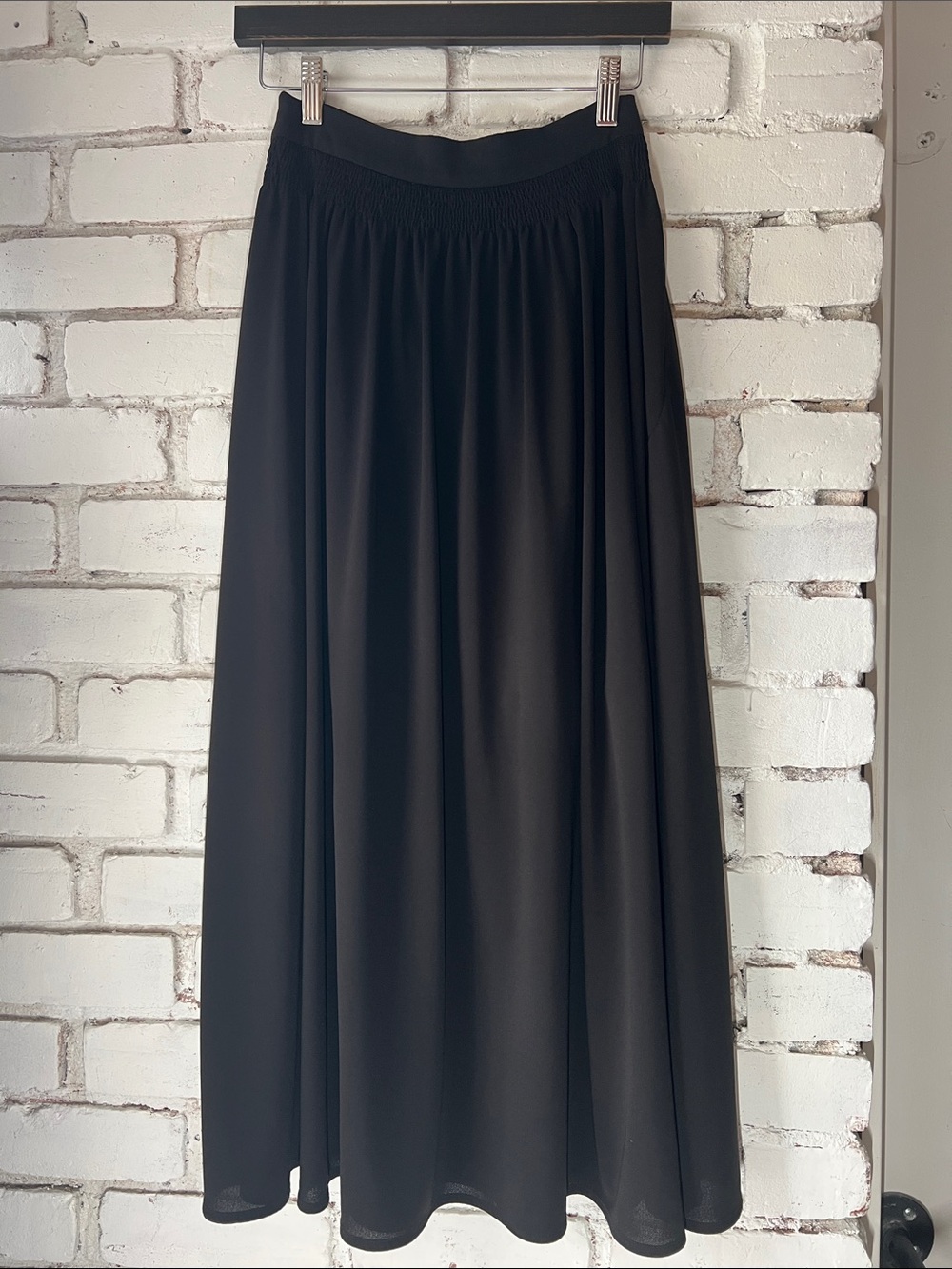 Babaton Black Maxi Skirt with Elastic Waist flowy ruffle waist lightweight